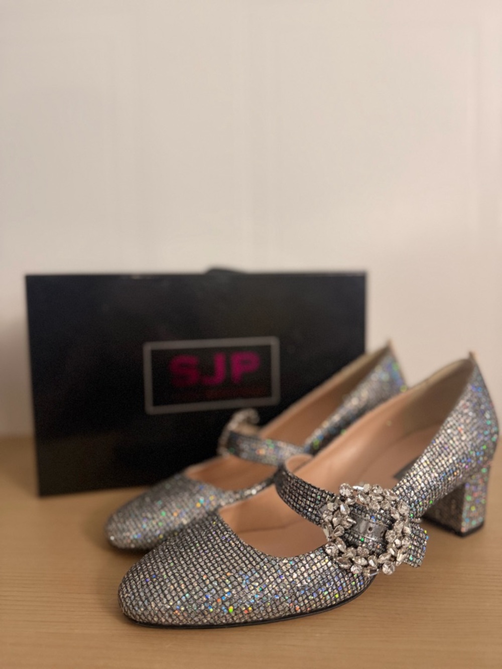 by Sarah Jessica Parker Silver Crystal Mary Jane Heels